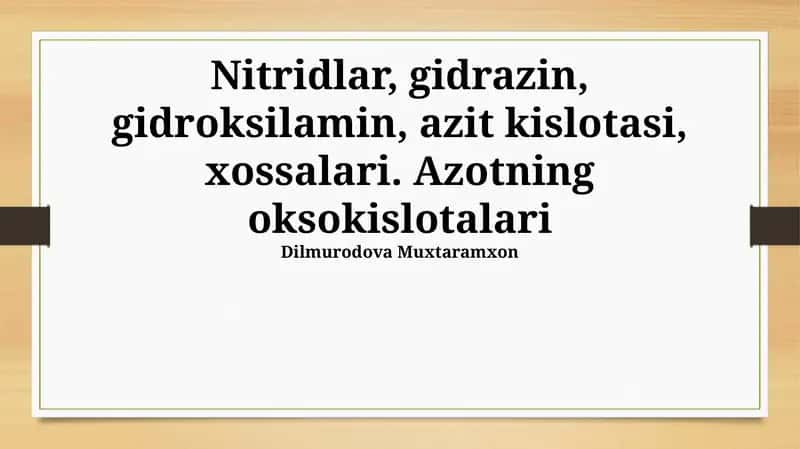 Azotning oksokislotalari