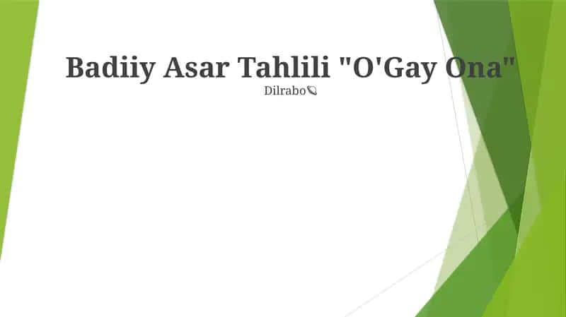 Badiiy Asar Tahlili "O'Gay Ona"