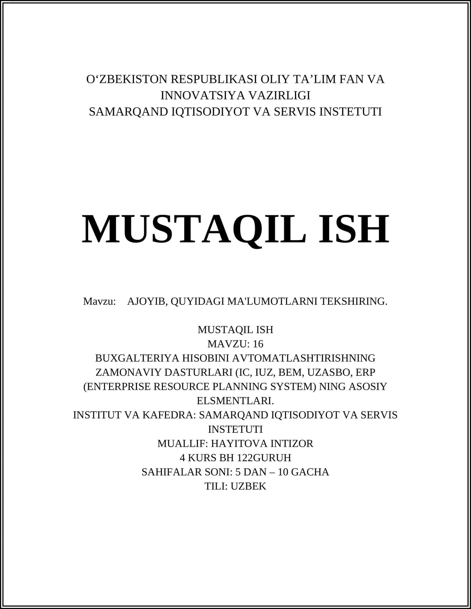 Buxgalteriya hisobini avtomatlashtirishning zamonaviy dasturlari