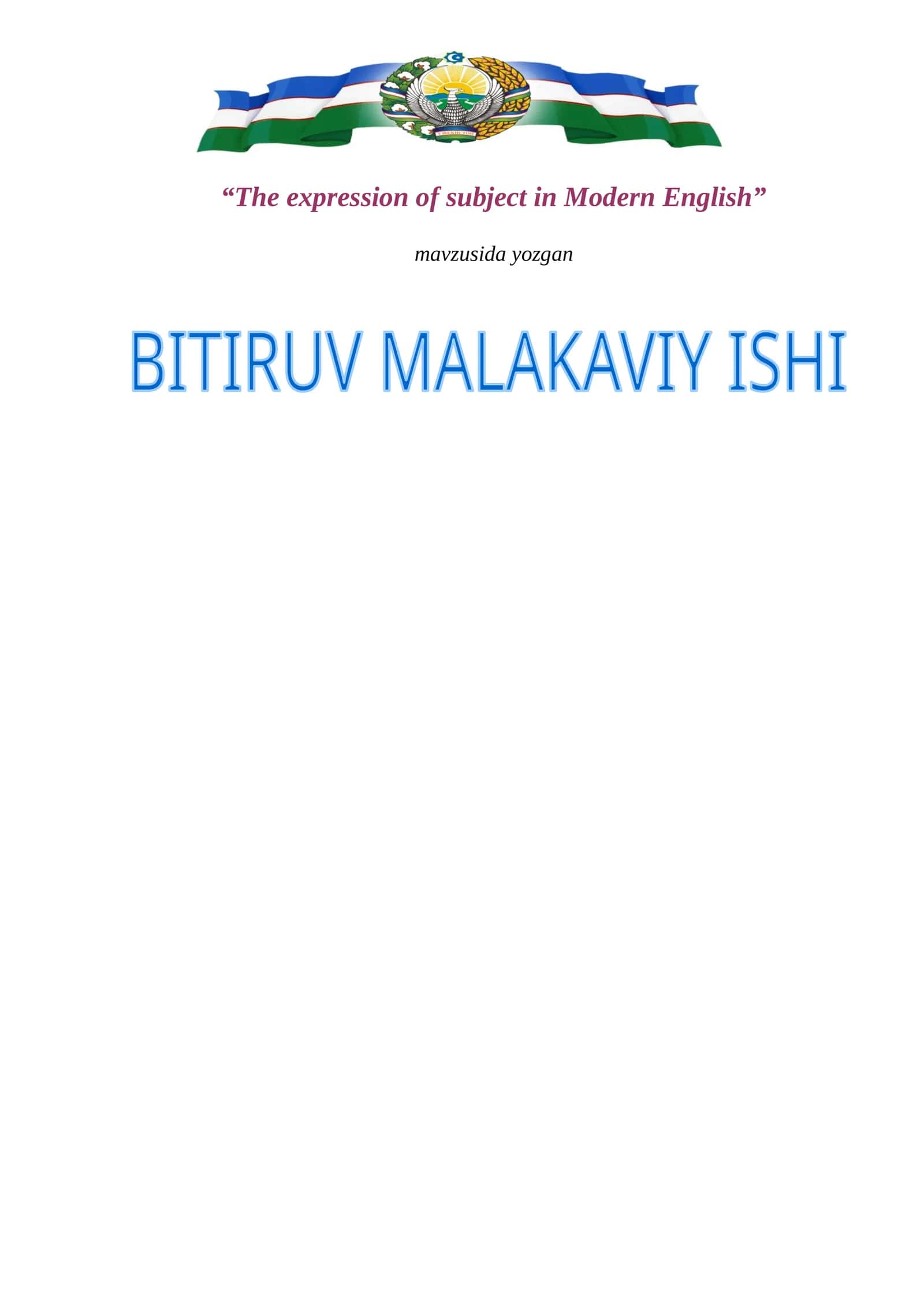 The expression of subject in Modern English