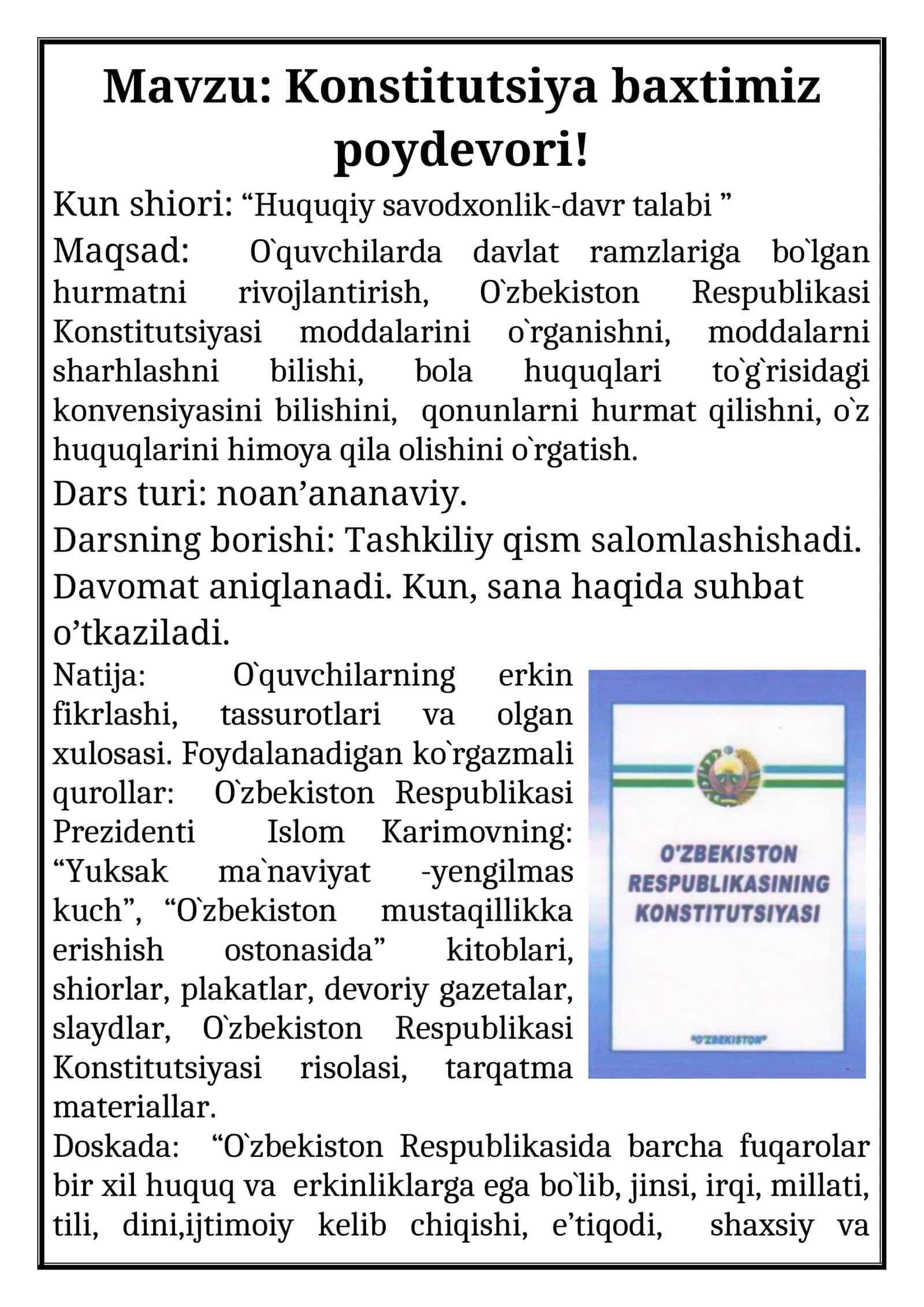Konstitutsiya baxtimiz poydevori