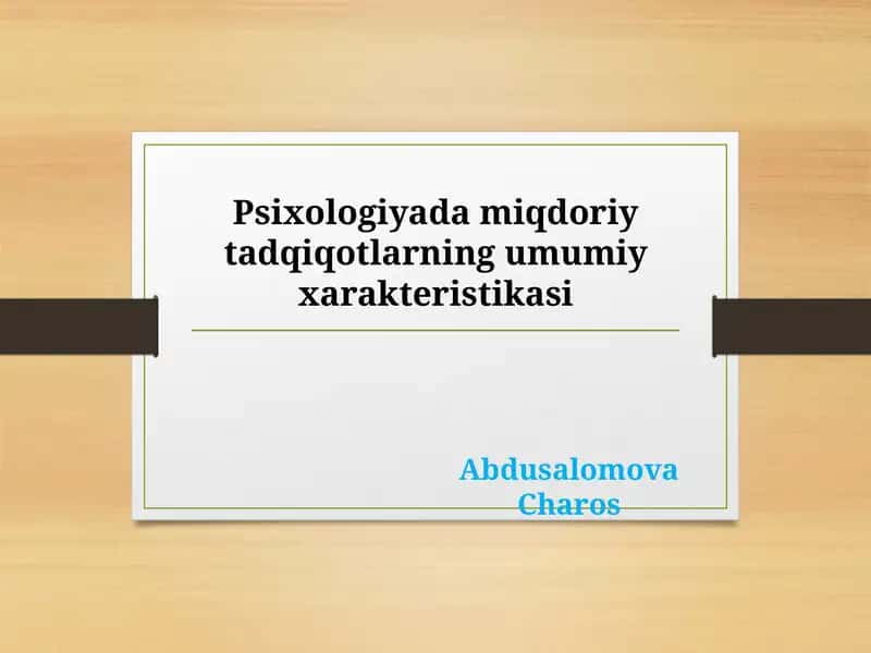 Psixologiyada miqdoriy tadqiqotlar