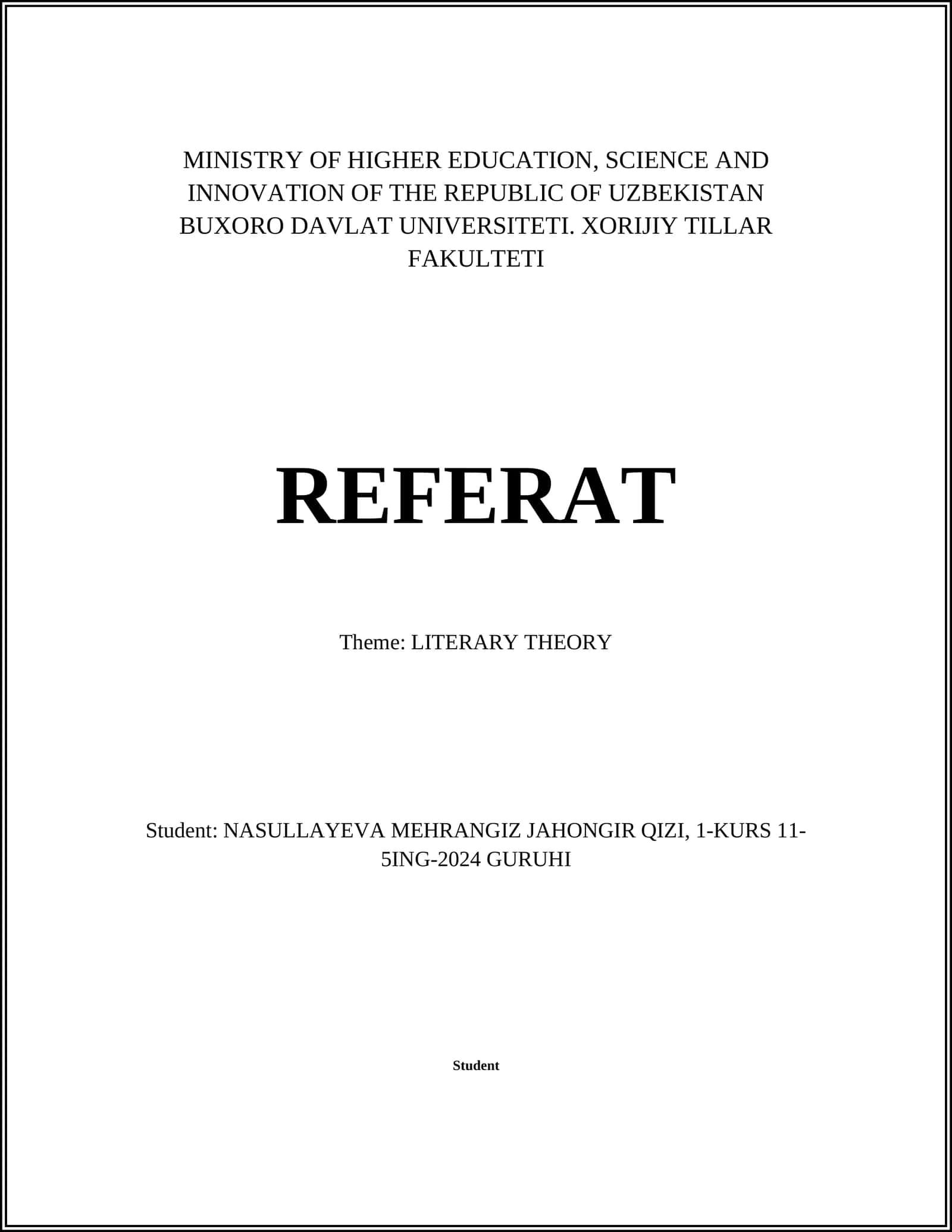 Theme: LITERARY THEORY