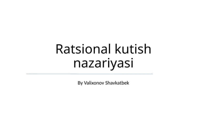 Ratsional tanlov nazariyasi