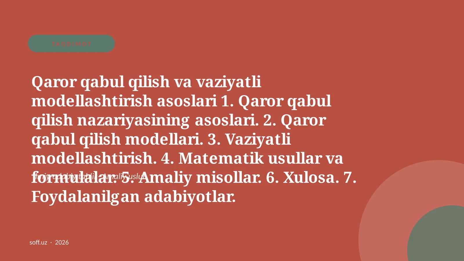 Qaror qabul qilish va vaziyatli modellashtirish