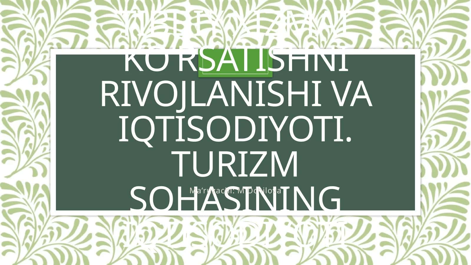 Tibbiy xizmat kо‘rsatishni rivojlanishi va iqtisodiyoti