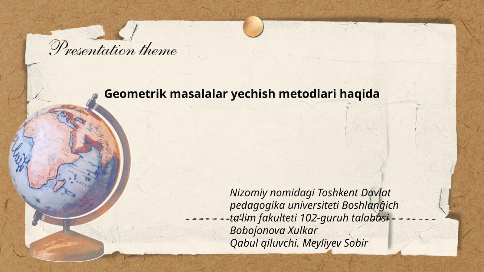 Geometrik masalalar yechish metodlari haqida