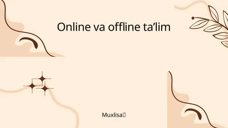 Onlayn va Offline Taʼlim