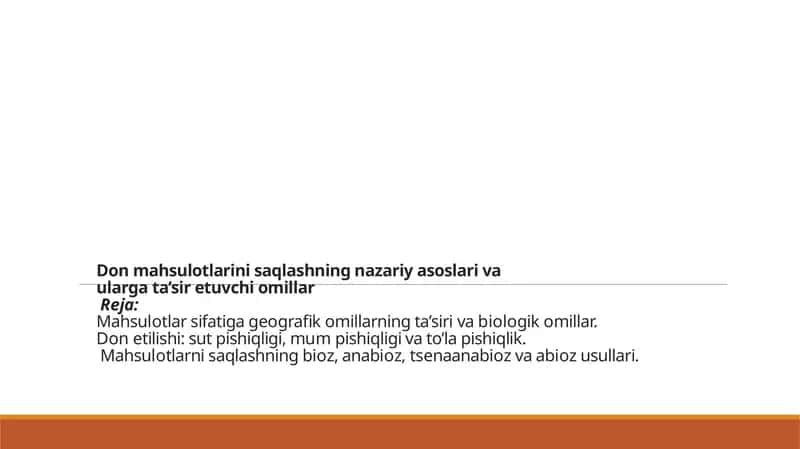 Donmahsulotlarini saqlashning nazariyasi