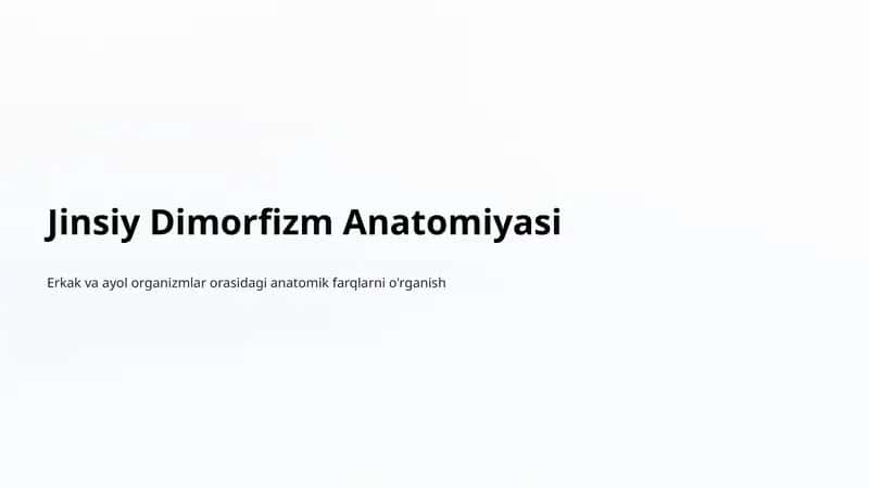 Jinsiy Dimorfizm Anatomiyasi