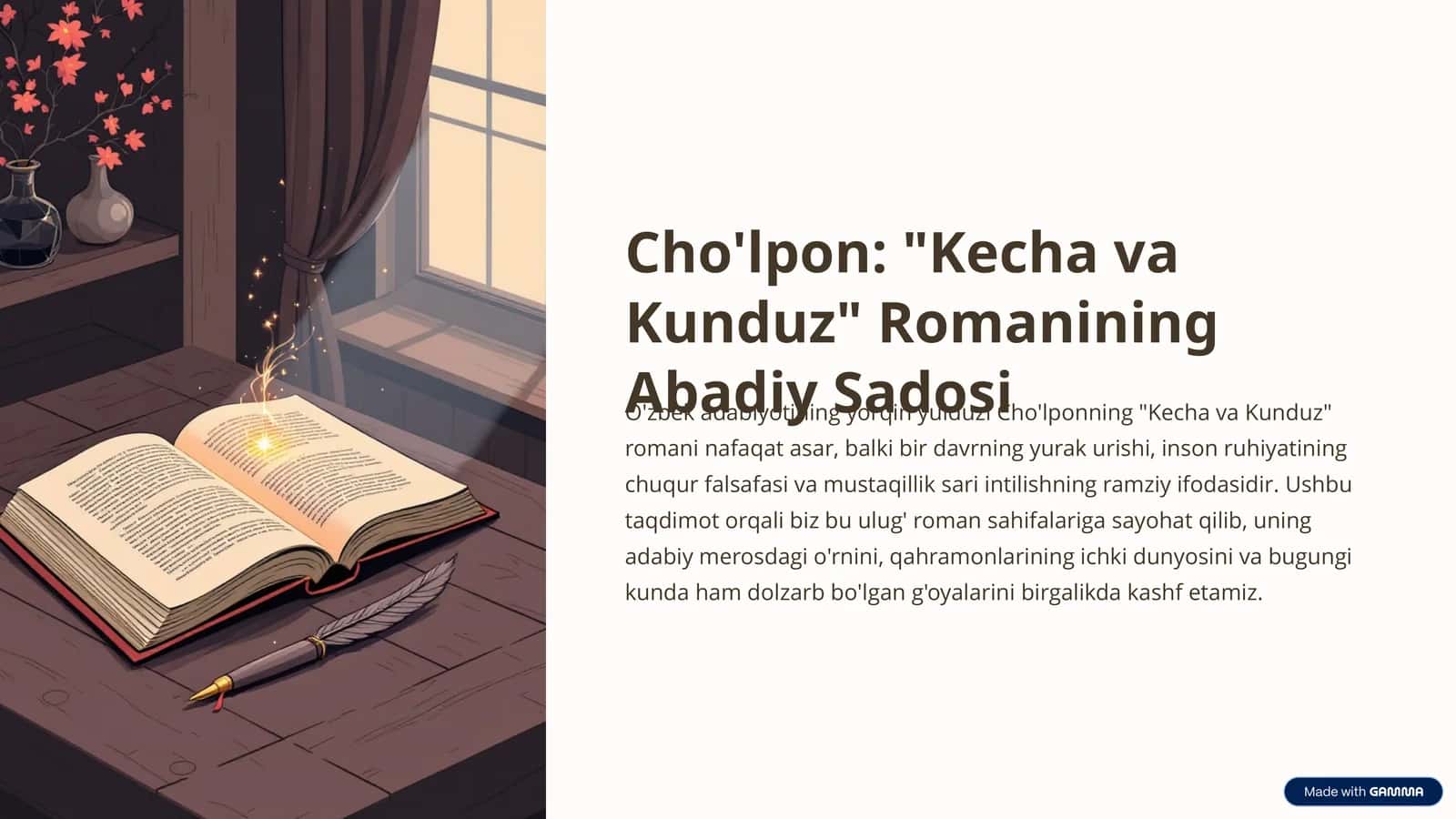 Cho'lpon: "Kecha va Kunduz" Romanining Abadiy Sadosi