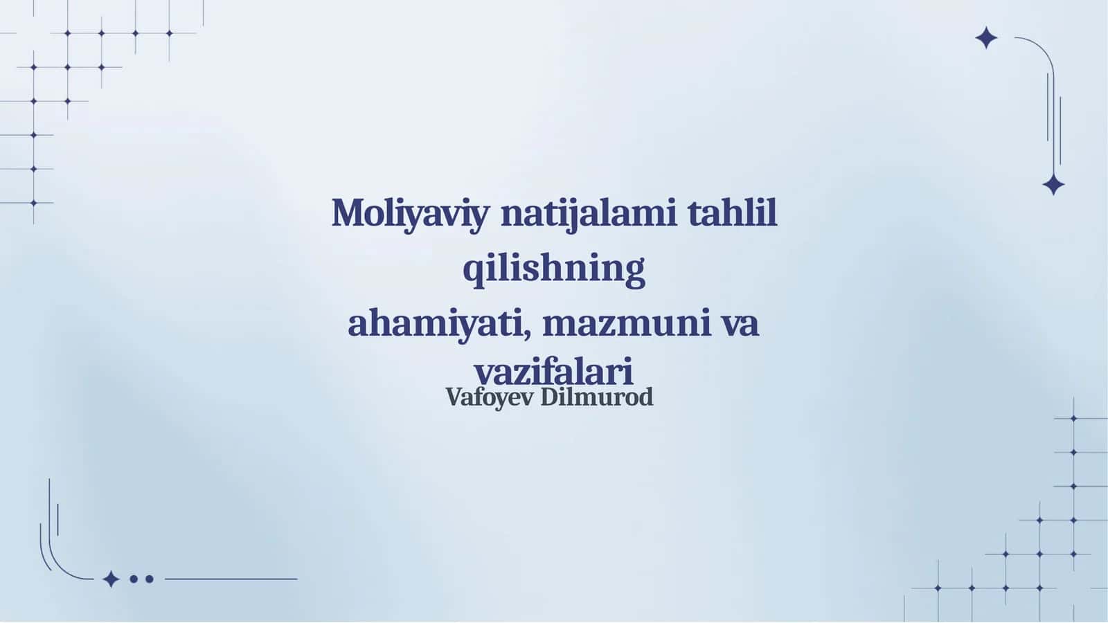 Moliyaviy natijalar tahlil qilish