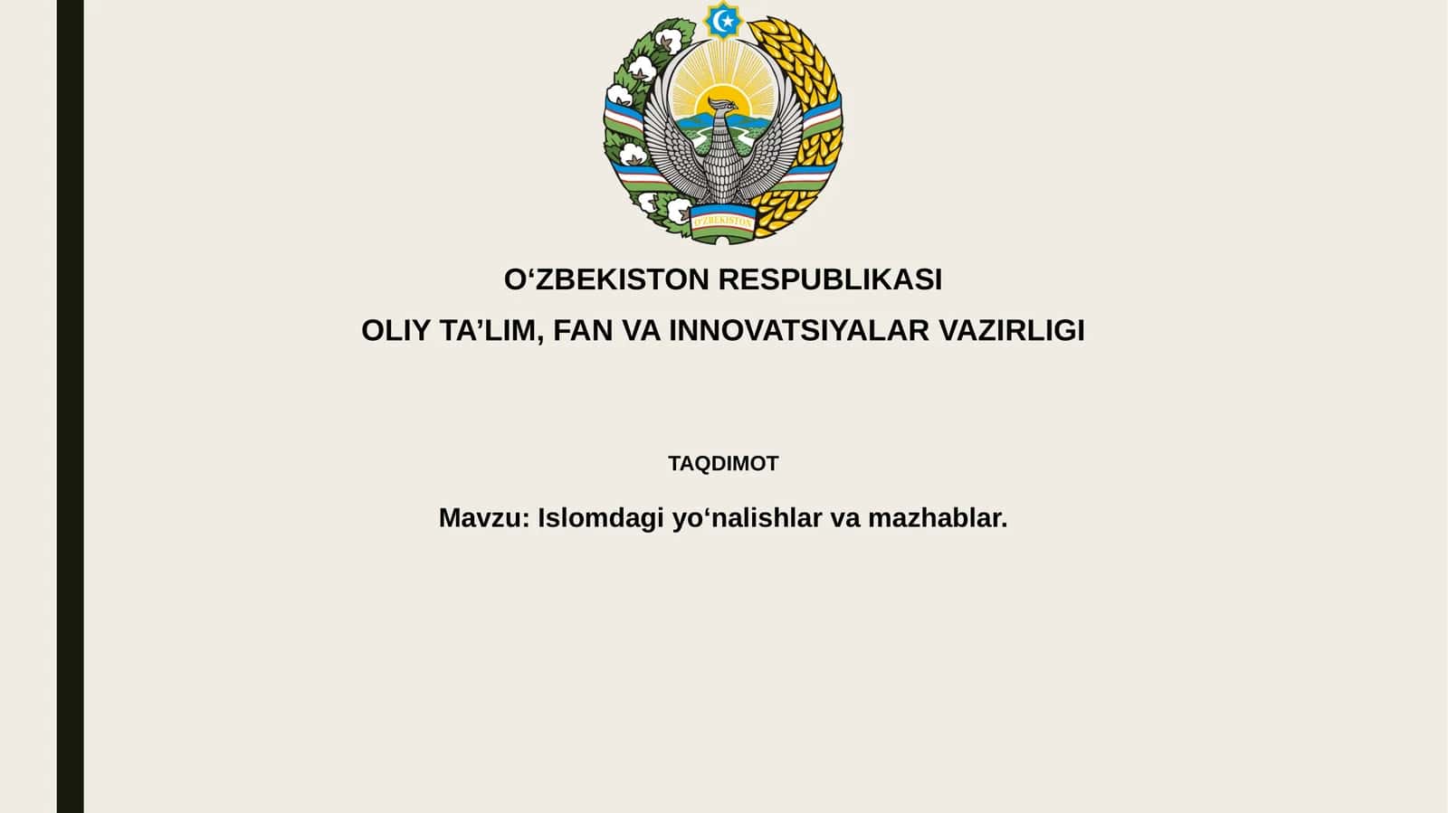 Islomdagiyoʻnalishlarvamazhablar