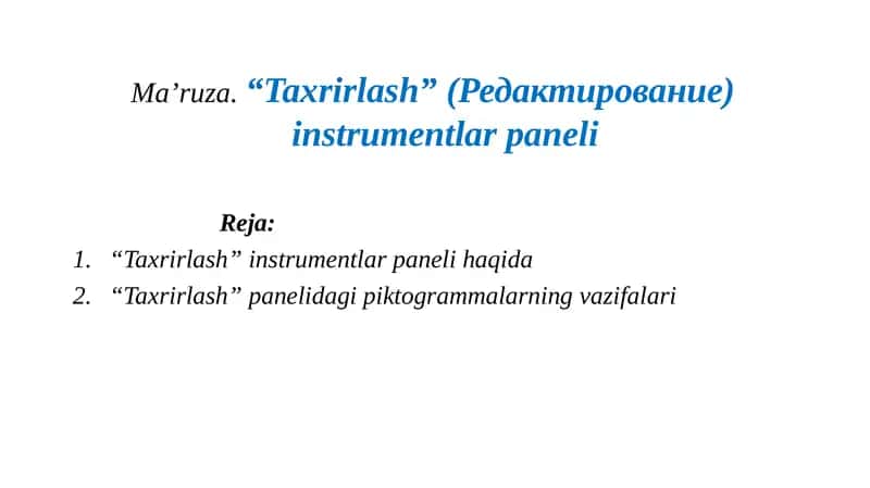 Taxrirlash paneli