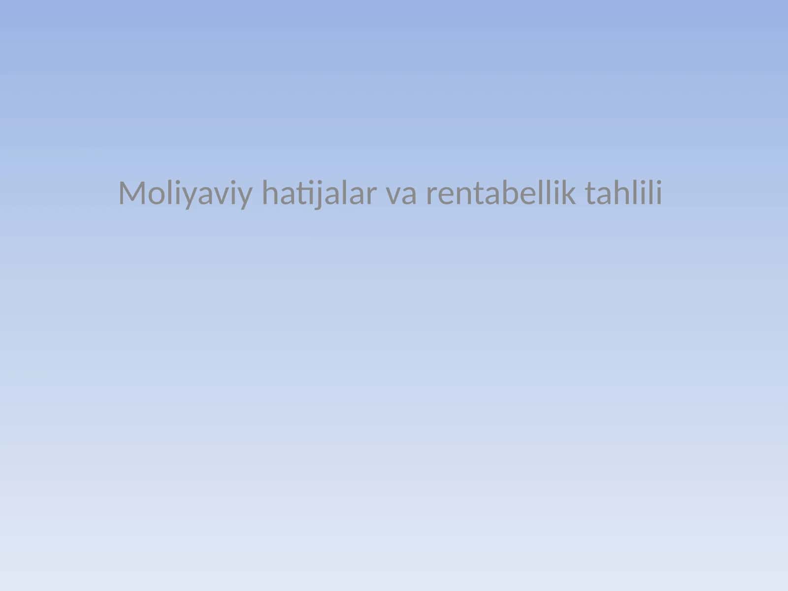 Moliyaviy hatijalar va rentabellik tahlili