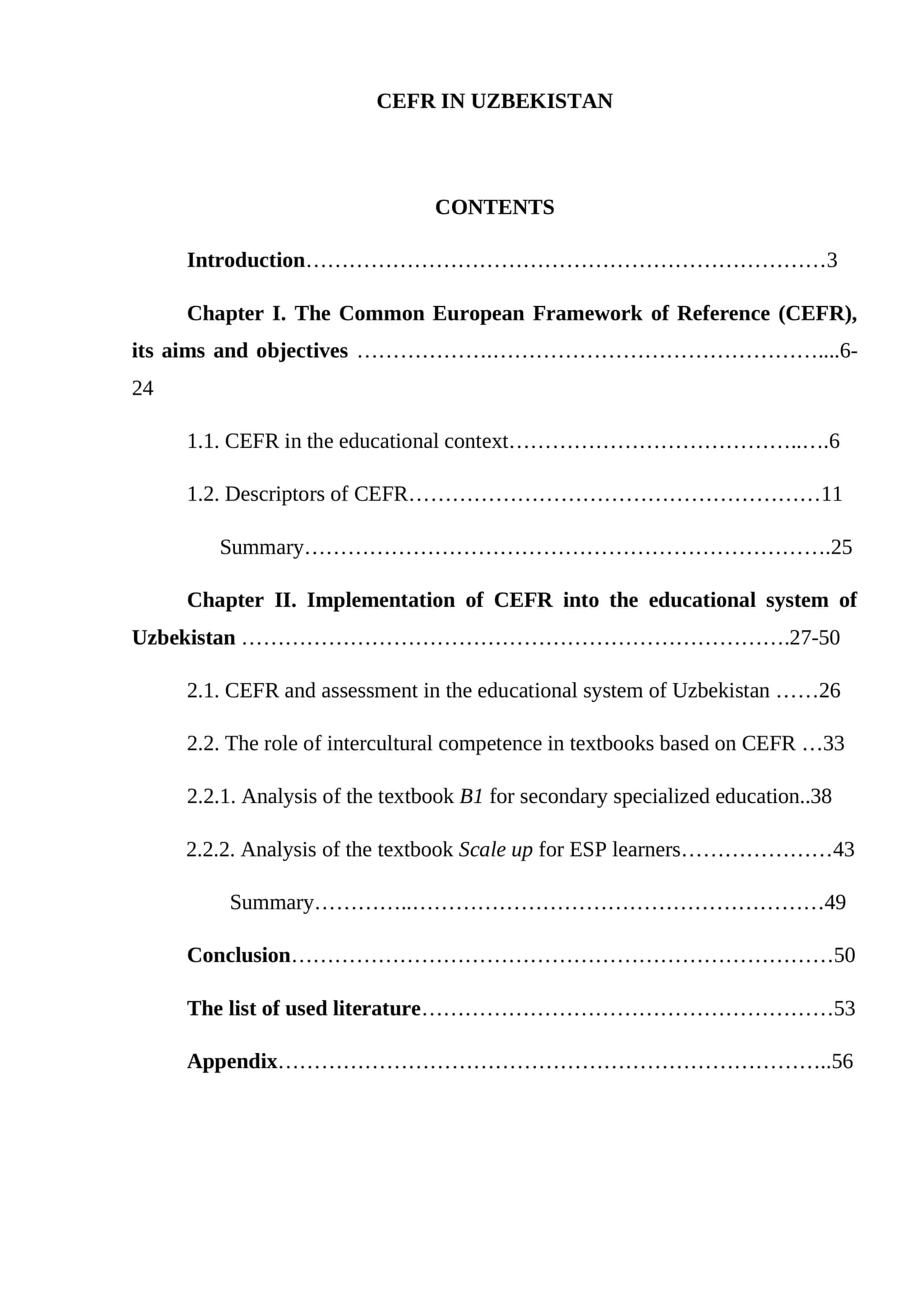CEFR IN UZBEKISTAN