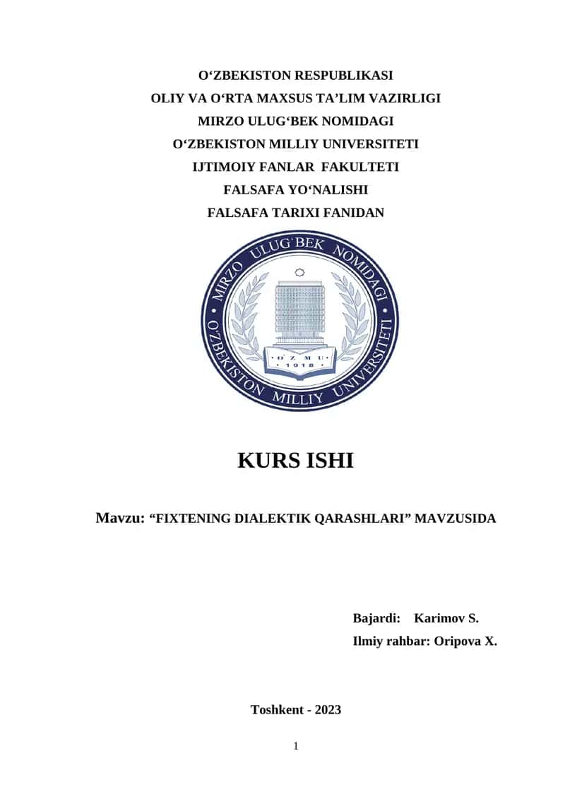"FIXTENING DIALEKTIK QARASHLARI"