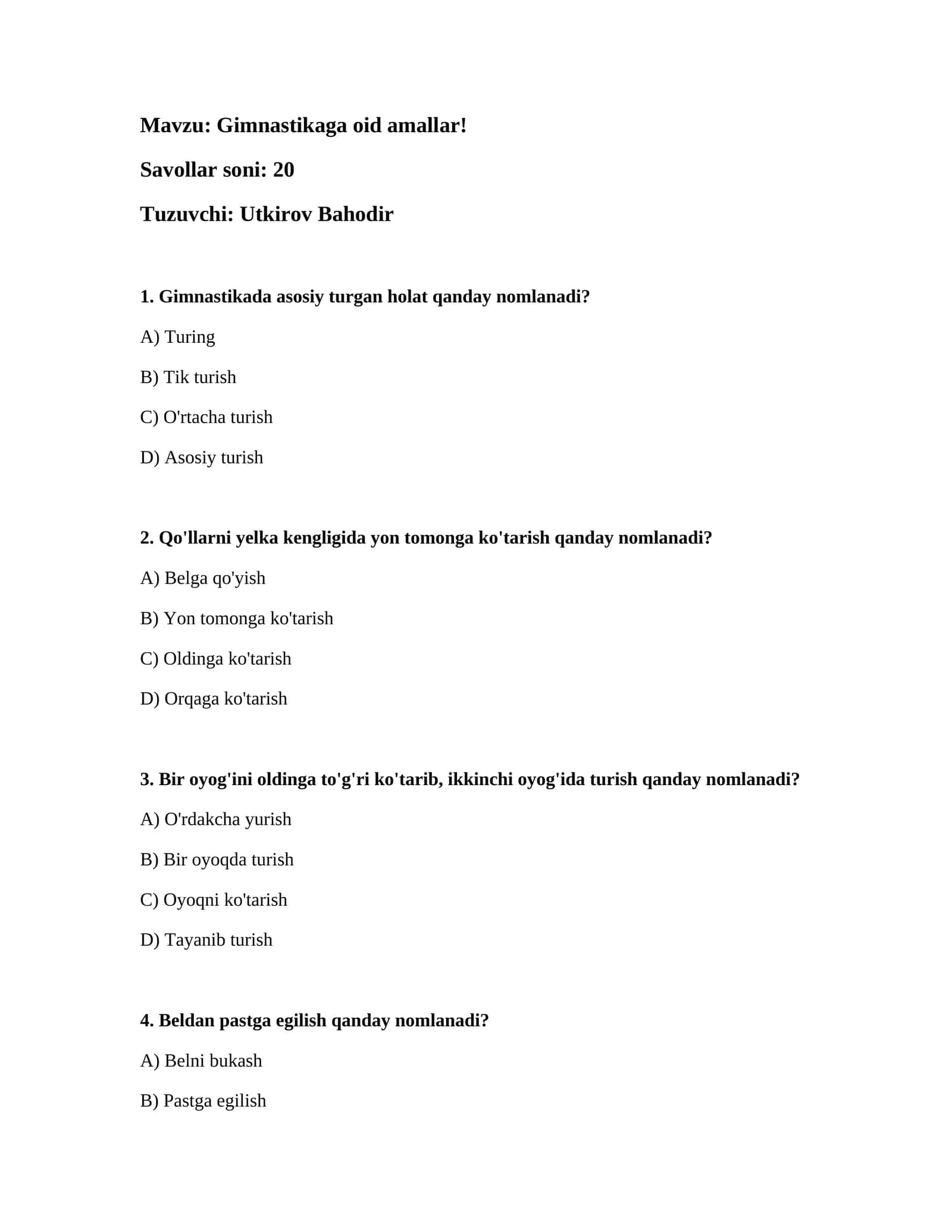 Gimnastikaga oid amallar!