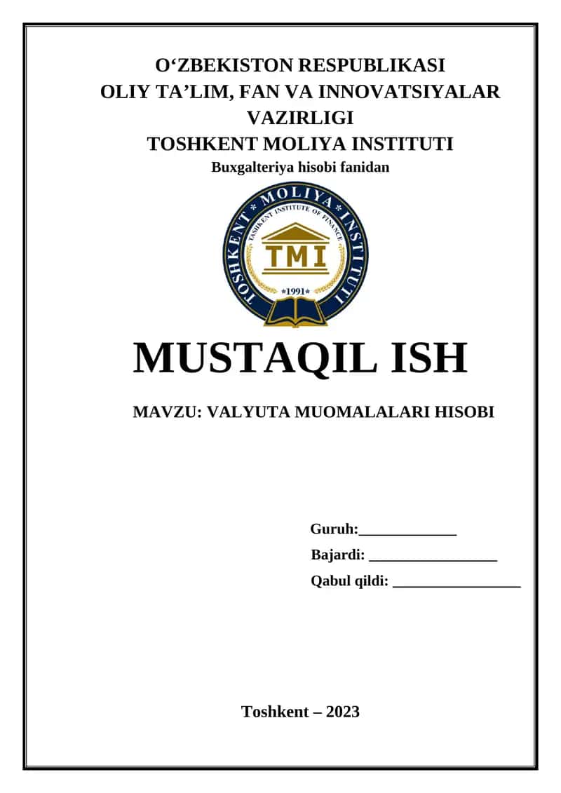 Valyuta muomalalari hisobi