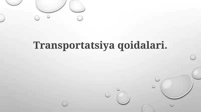 Transportatsiya qoidalari