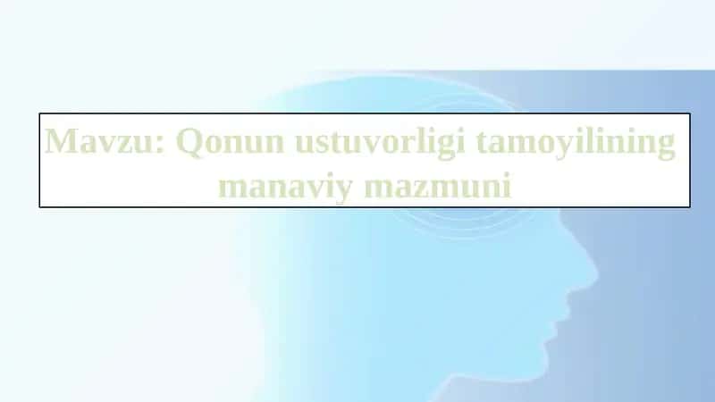 Qonun ustuvorligi tamoyilining  manaviy mazmuni