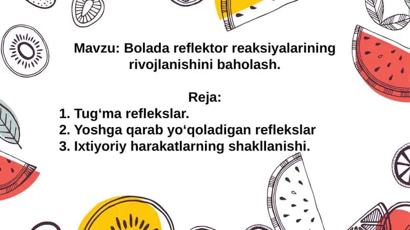Bolada reflektor reaksiyalarining rivojlanishini baholash