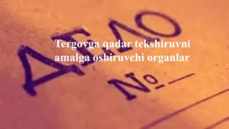 Tergovga qadar tekshiruvni amalga oshiruvchi organlar