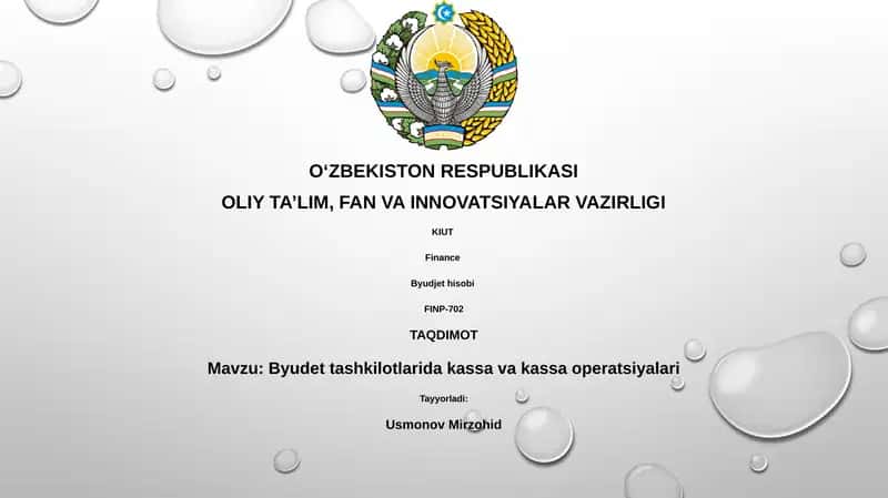 Byudjet tashkilotlarida kassa va kassa operatsiyalari