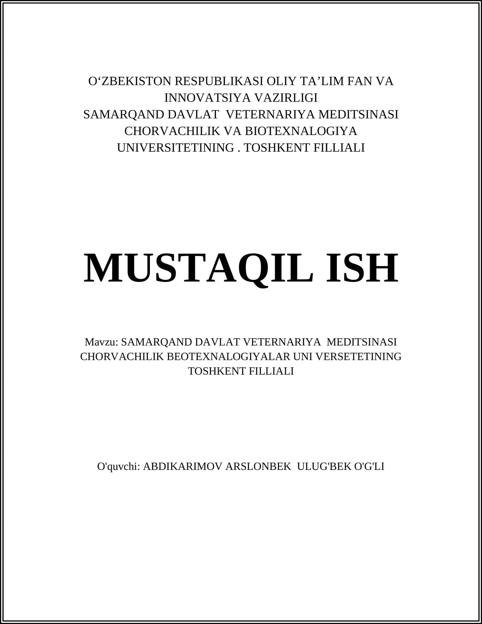 Veterinariya tibbiyoti asoslari