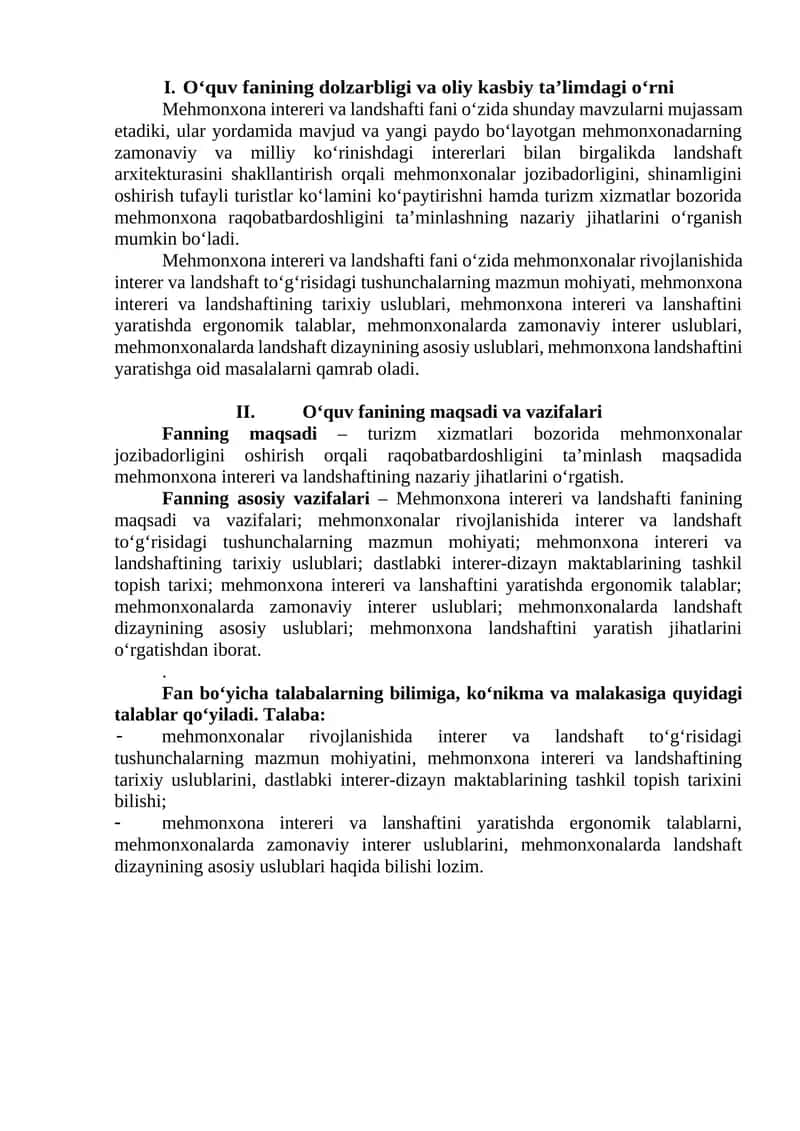Mehmonxona intereri va landshafti
