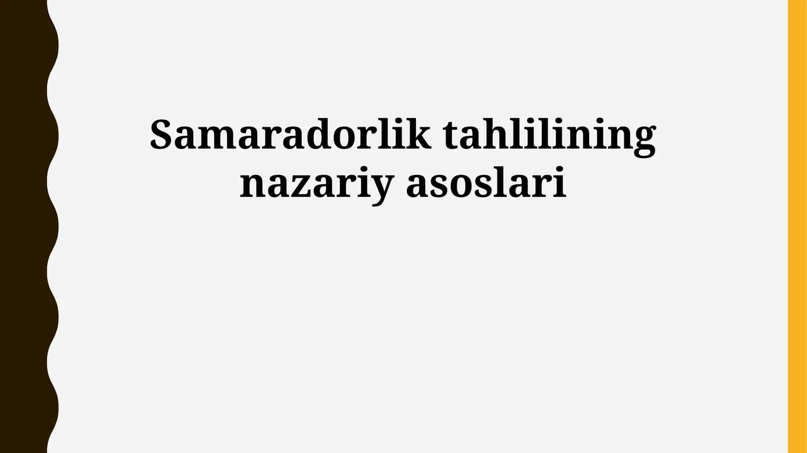 Samaradorlik tahlilining nazariy asoslari