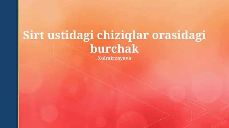 Yuzadagi To'g'ri Chiziqlar Oralig'idagi Burchak