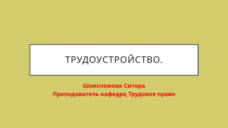 Трудоустройство