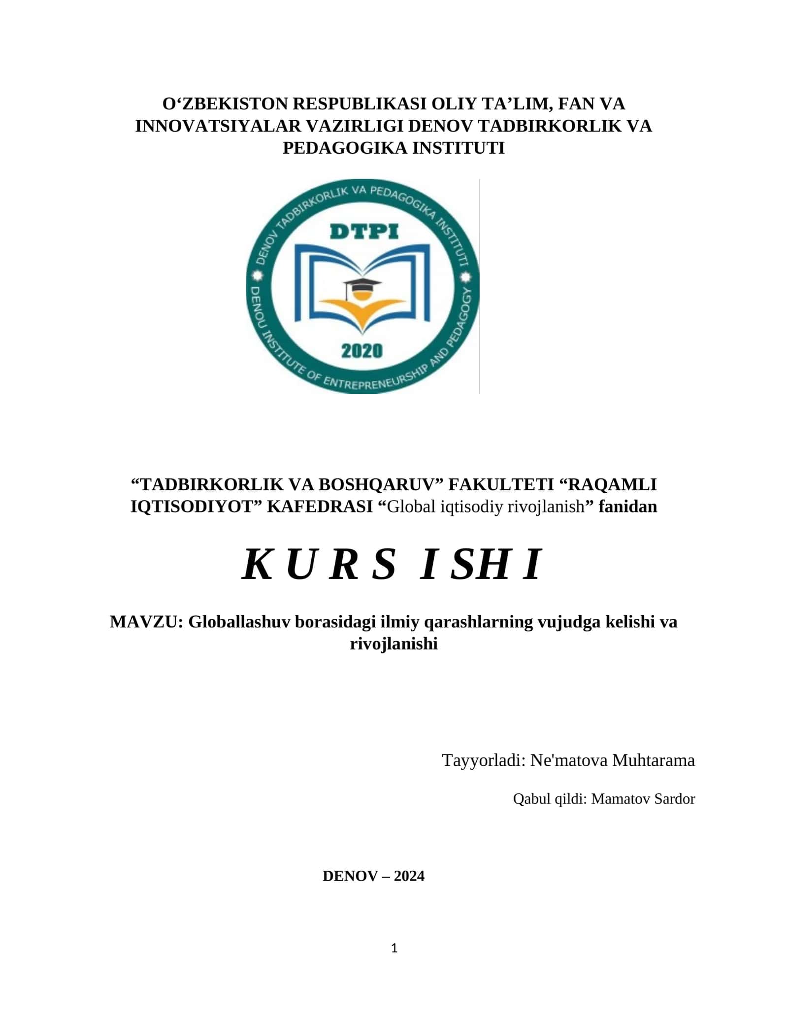Globallashuv borasidagi ilmiy qarashlarning vujudga kelishi va rivojlanishi