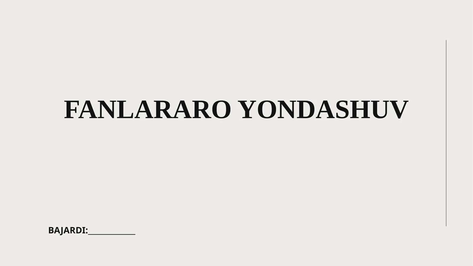 Fanlararo Yondashuv