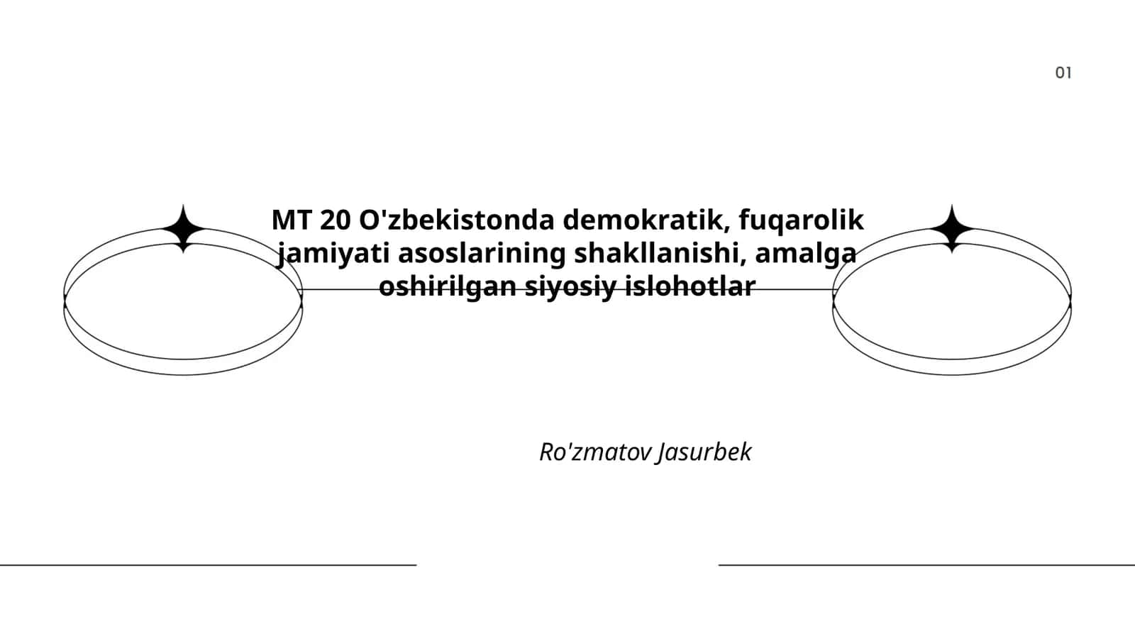 MT 20 O'zbekistonda demokratik, fuqarolik jamiyati asoslarining shakllanishi, amalga oshirilgan siyosiy islohotlar