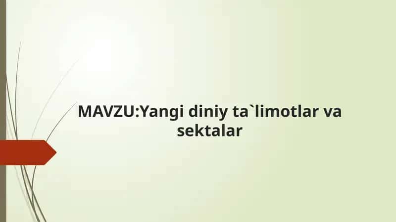yangi diniy sektalar