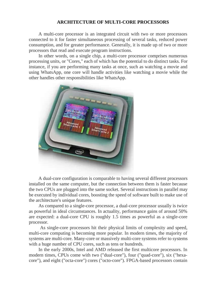 ARCHITECTURE OF MULTI-CORE PROCESSORS
