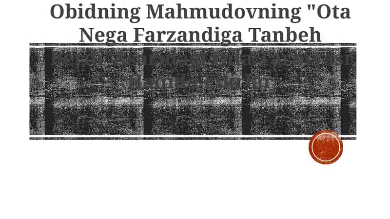 Ota Nega Farzandiga Tanbeh Berdi