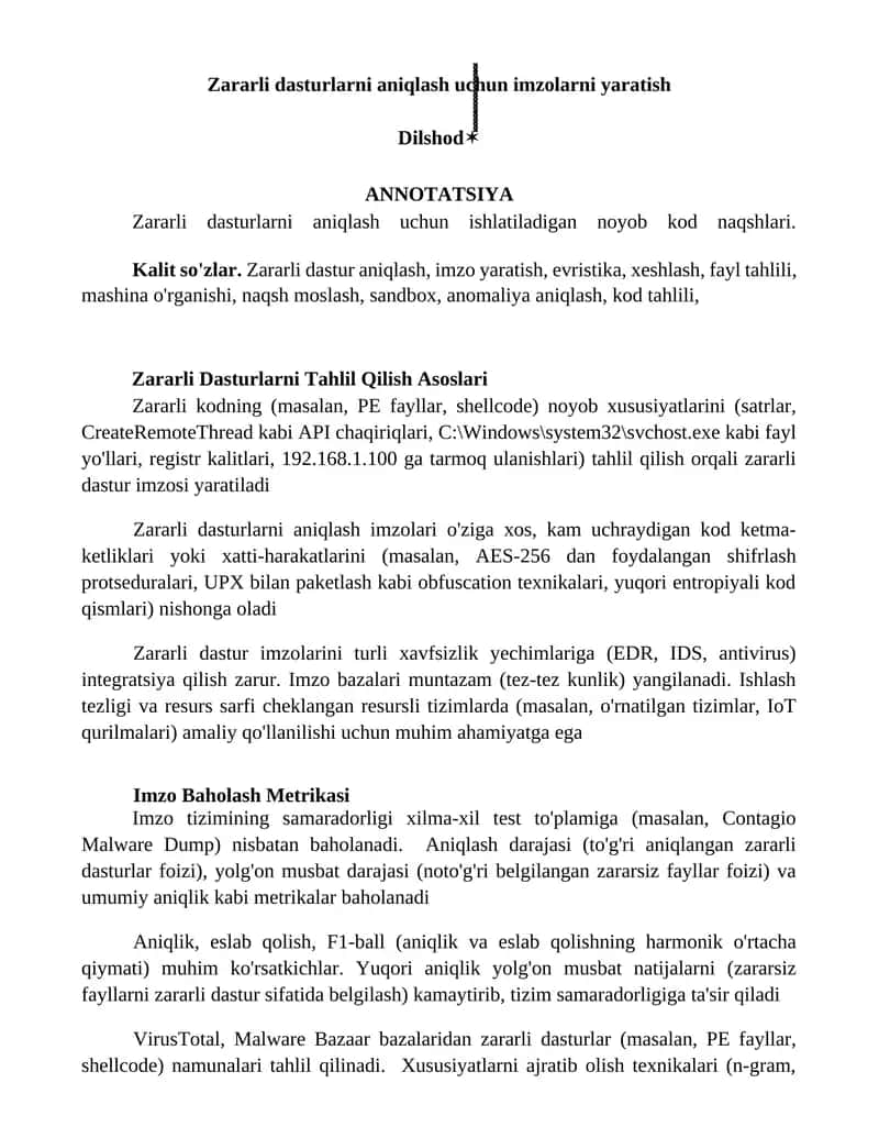 Zararli Dasturlarni Tahlil Qilish Asoslari