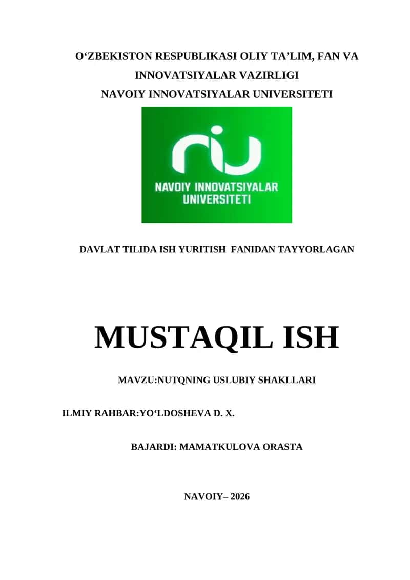 Nutqning Uslubiy Shakllari