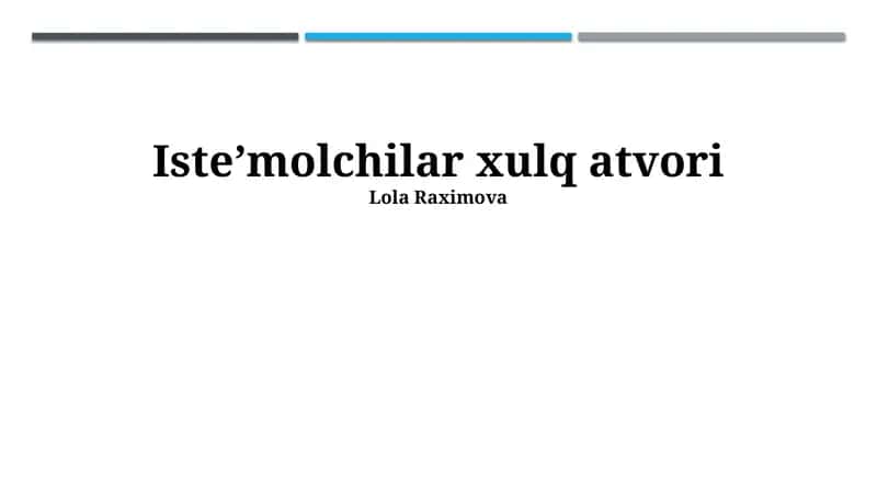 Isteʼmolchilar xulq atvori