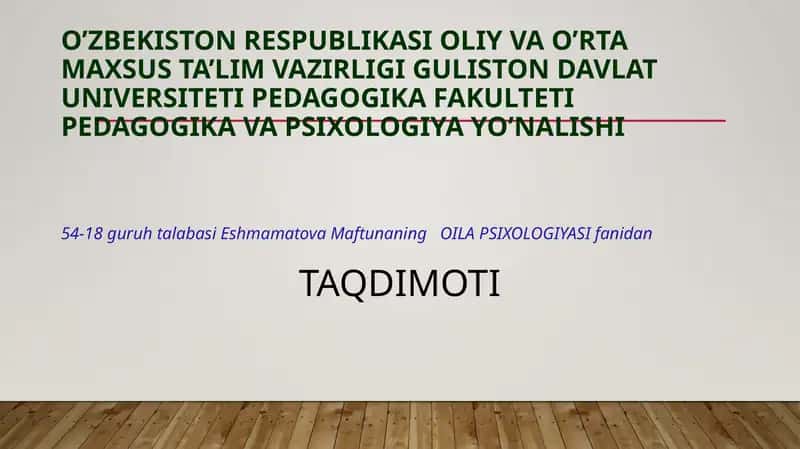 Oilaviy munosabatlar psixologiyasi