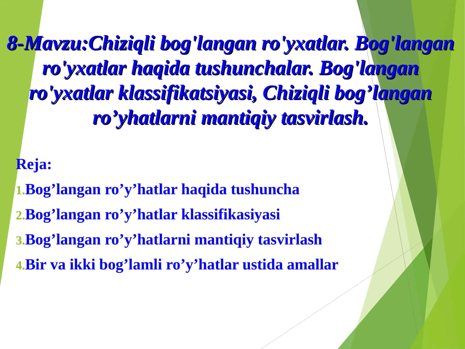 Chiziqli bog'langan ro'yxatlar
