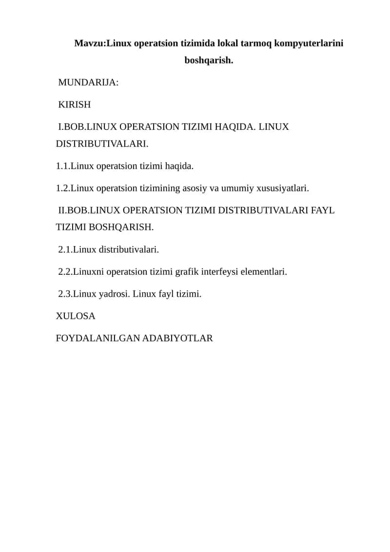 Linux operatsion tizimida lokal tarmoq kompyuterlarini boshqarish