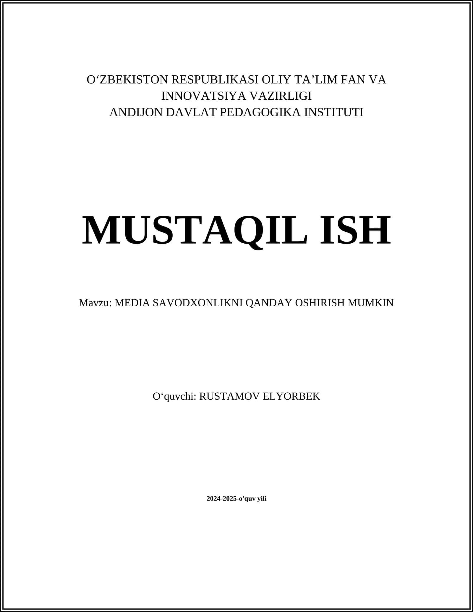 MEDIA SAVODXONLIKNI QANDAY OSHIRISH MUMKIN
