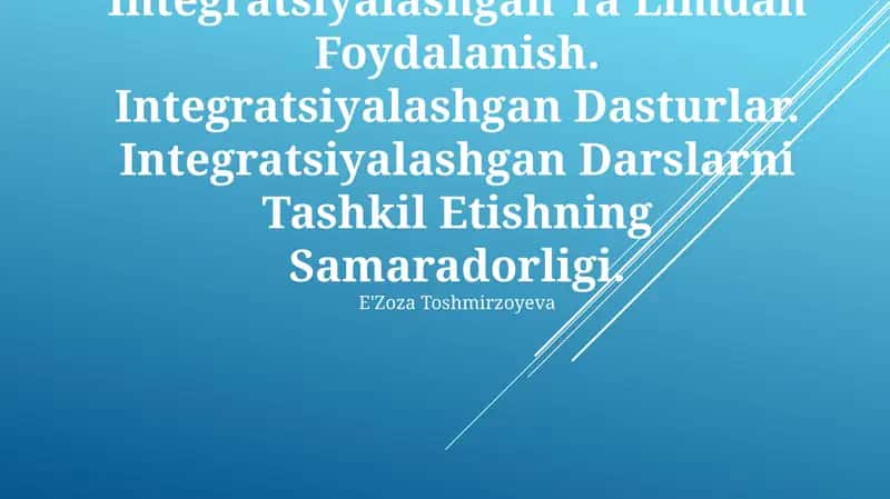 Integratsiyalashgan Ta'lim