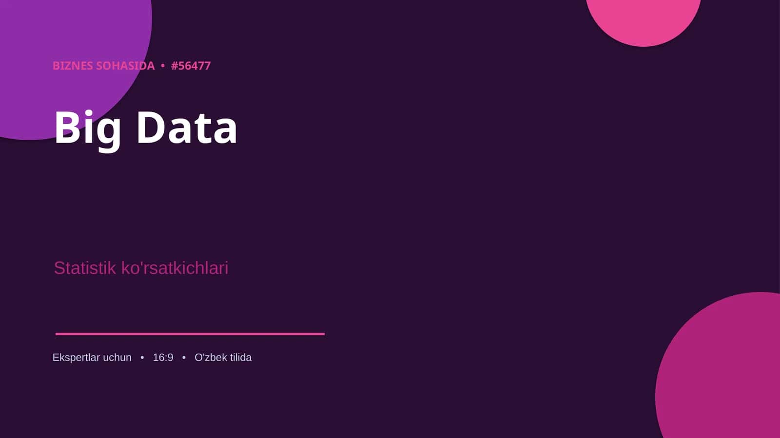 Big Data Statistik ko'rsatkichlari