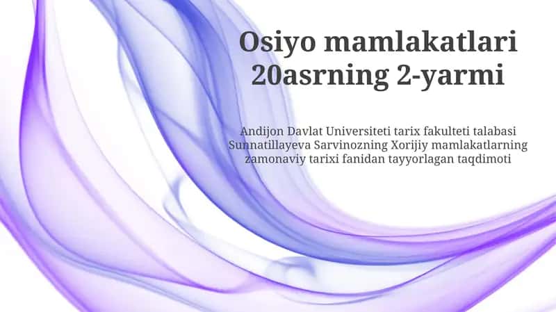 Osiyo Mamlakatlari 20-Asrning 2-Yarmi