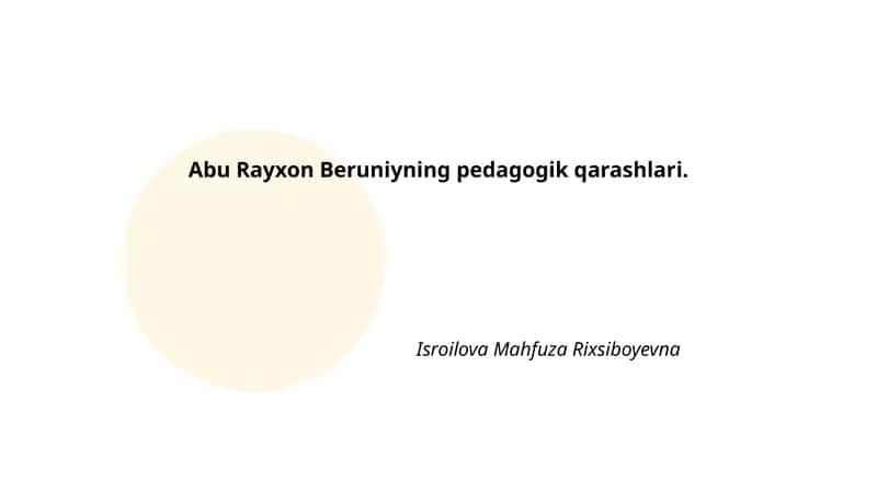 Abu Rayxon Beruniyning pedagogik qarashlari